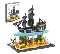 Black Pearl Ship Building Blocks Set - 4059PCS Pirate Ship Mini Bricks Kit with Ocean Base, Sailboat Model, Home Office Decor, DIY Fantasy Nautical Toy, Creative Gift for Adult, Kid Age 6+