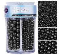 Black Pearl Sprinkles for Cake Decorations - 130g Mother Of Pearl Sugar 4 Sizes Cake Sprinkles for Cupcake Cookie Baking Donuts Ice Cream Toppings - Weddings, Birthday & Parties