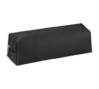 Black Pencil Case, Large Capacity Leather Pencil Pouch, Zipper Bag, Portable Case Pouch for School & Office Black, Leather, Pen