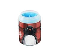 Black Penguin Buffalo Plaid Snowflakes Christmas Portable Paw Cleaning Cup Soft Silicone Brush Pets Supplies and Accessories Suitable for Small, Medium, Large Breed Dogs