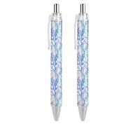 Black Pens Ballpoint Pen Ball Point Pen Smooth Writing Gel Pens Retractable 0.5 Fine Point for School Office Watercolor Corals Pattern 2 PCS