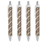 Black Pens Ballpoint Pen Ball Point Pen Smooth Writing Gel Pens Retractable 0.5 Fine Point for School Office Peacock Feather Indian Pattern 4 PCS