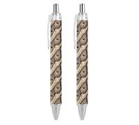 Black Pens Ballpoint Pen Ball Point Pen Smooth Writing Gel Pens Retractable 0.5 Fine Point for School Office Peacock Feather Indian Pattern 2 PCS