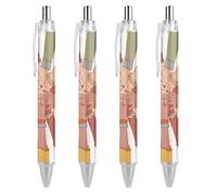 Black Pens Ballpoint Pen Ball Point Pen Smooth Writing Gel Pens Retractable 0.5 Fine Point for School Office People of Different Cultures Pattern 4 PCS