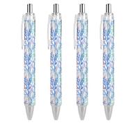 Black Pens Ballpoint Pen Ball Point Pen Smooth Writing Gel Pens Retractable 0.5 Fine Point for School Office Watercolor Corals Pattern 4 PCS