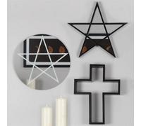 Black Pentagram Wall Mirror With Shelf