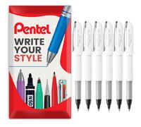 (Black) Pentel BY108 Floatune Advanced Rollerball Pen 0.8mm Nib Pack of 6