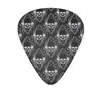 Black Peony Rose Flowers Dead Skulls Guitar Pick Celluloid Guitar Picks 12 Pack with Box includes Thin, Medium, Heavy