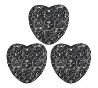 Black Peony Rose Skul Car Air Freshener, 3 Pcs Love form Hanging Air Freshener Cards, Long Lasting Fragrance Scented Cards for Car, Home, Office Gray-style