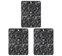 Black Peony Rose Skul Car Air Freshener, 3 Pcs Square Hanging Air Freshener Cards, Long Lasting Fragrance Scented Cards for Car, Home, Office White-style