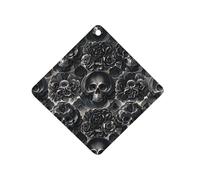 Black Peony Rose Skul Car Air Freshener Hanging, Long Lasting Scented Car Aromatherapy Tablets, Rhombus Fragrance Scented Cards for Vehicles, Bedroom, Wardrobe White-style