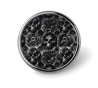 Black Peony Rose Skul Round Badge Brooch Lightweight Lapel Tie Pins Unique Gifts Metal Brooch Badge For Hat Shirt Clothing Bags Decoration