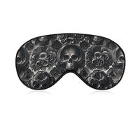 Black Peony Rose Skul Sleep Mask with Adjustable Strap, Breathable Sleep Masks for Women Men, Soft Eye Mask for Side Sleepers, Travel, Office Nap, Airplane & Blocking Light