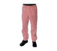 Black Pepper Check Poly Cotton Professional Kitchen Chef Trouser, Red/White, Small