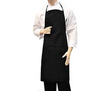 Black Pepper Polycotton Halter Neck Bib Apron-No Pocket for Chefs, Waiters, Restaurants, Black, Pack of 10