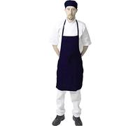 Black Pepper Polycotton Halter Neck Bib Apron with Pocket for Chefs, Waiters, Restaurants, Navy Blue, Pack of 1