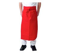 Black Pepper Polycotton Long Waist Apron-No Pocket, Professional Home Kitchen Apron for Chefs, Waiters, Cooks, Catering, Bar Staff, Red, Pack of 1