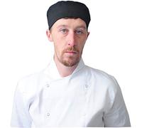 Black Pepper Polycotton Plain Skull Caps Professional Catering Hat for Chefs, Cooks, Bakers, Mens and Womens, Black