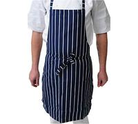 Black Pepper Polycotton Stripe Butcher Bib Aprons, Professional Home Kitchen Apron for Chef, Butchers, Cooking, Caterers, Baking