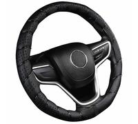 Black Perforated Leatherette Steering Wheel Cover Retro Style Diameter 35-41 cm Universal Non-Slip Top Quality Sew-on Steering Wheel Cover for Car ATV 4x4 Truck