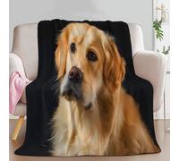 Black Personalised Baby Blanket for Boys Girls Kids, 87 × 95 inch Soft Cozy Fluffy Fuzzy Flannel Blankets - Super King Size Surrealism Animal Golden Retriever Pattern Printed Throw Blanket for Teen