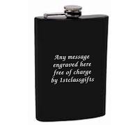 BLACK PERSONALISED ENGRAVED 6OZ HIP FLASK Exclusive to 1stclassgifts