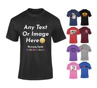 Black Personalised Mens T-Shirts UK - Customise With Any Text And Photo, Long-Lasting Print Large