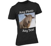 Black Personalised T Shirt Upload Your Photo and Text - SML - XXXL - 100% Soft Cotton DTG Printed