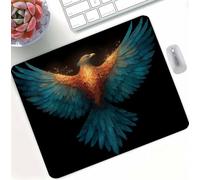 Black Phoenix(2) Mouse Mat with Stitched Edges, Waterproof Mouse Pad for Computer Mice, Non-Slip Rubber Base Desk Mat, Improves Speed and Accuracy, Wear-Resistant Home, Office, PC 200x150x3mm d0d-251