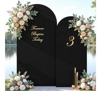 Black Photo Arch Backdrop Cover Set of 2 Spandex 7.2 and 6ft Black Arch Covers Stretchy Backdrop Party Arch Stand Covers for Birthday Baby Shower Wedding Bridal Shower Banquet Background Decorations