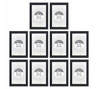 Black Photo Frames 7" x 5”, Pack of 10 Glass frames, Wood Finish GLASS FRONT Picture Frames, for Displaying Multiple Photos on Flat Surfaces or Walls