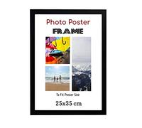 Black Photo Picture Frame Display HD Clear Aclyric Front Frame MDF Backing Wall Hanging Metal Hooks Hooks Home Office Use (25cm x 35cm)