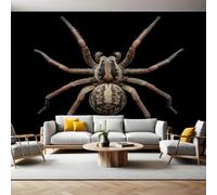 Black Photo Wallpaper 3D Effect Animal Giant Wolf Spider Mural Wallpaper Non-Woven Wall Mural, 350 x 256 cm Large Murals Wall Decor for Bedroom, Living Room, Kids Room