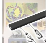 Black Picture Rail Hanging SystemWallMounted Invisible Wire Kit for Paintings Canvases and FramesIncludes 2.5m Rail 1.5m Cable and 3 Steel Hooks