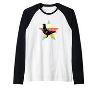 Black Pigeon in Front of Star Raglan Baseball Tee