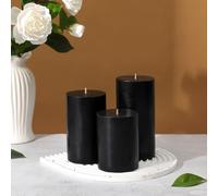 Black Pillar Candles Set of 3, Punk Decorations Unscented Natural Plant Wax, Unscented Smokeless Soy Wax Candle, Suitable for Gothic, Industrial, Minimalist and Dark Style Candle