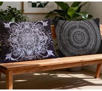 Black Pillowcase Mandala Cushion Covers set of 2 Pillow Cases 16x24in Rectangle Cushion Covers,2026 New Velvet Duplex Print Sofa Pillows for Winter Autumn Sofa Living Room Home Decor Gifts O-1096O