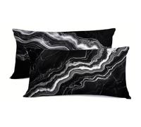 Black Pillows 2 Pack Marble Pillow Protectors 30x50cm soft Pillow Case 2 Pack, With Hidden Zipper Pillow cases, Pillows Hotel Quality, Bedding Standard Size Pillowcase, for Outdoor Decoration bz-271