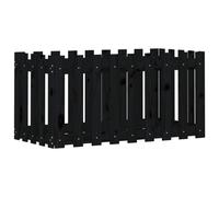 vidaXL Garden Raised Bed with Fence Design Black 100x50x50 cm Solid Wood Pine