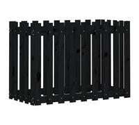 vidaXL Garden Raised Bed with Fence Design Black 100x50x70 cm Solid Wood Pin NEW