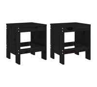 vidaXL Garden Stools 2 pcs Black 40x36x45 cm Solid Wood Pine