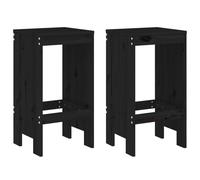 vidaXL Bar Stools 2 pcs Black 40x36x75 cm Solid Wood Pine, Black