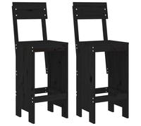 vidaXL Bar Stools 2 pcs Black 40x48.5x115.5 cm Solid Wood Pine, Black