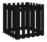 vidaXL Planter w/ Fence Design Black 60x60x60cm Solid Pine, Black