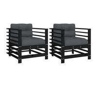 (black pine, chair) vidaXL Middle Sofas Patio Wooden Sectional Sofa with Cushions Solid Wood Pine
