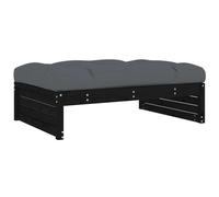 (black pine, footrest) vidaXL Middle Sofa Outdoor Sectional Sofa with Cushions Black Solid Wood Pine