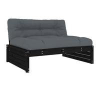 (black pine, middle sofa) vidaXL Middle Sofa Patio Footrest Sectional Sofa with Cushions Solid Wood Pine