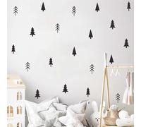Black Pine Tree Wall Stickers Vinyl Forest Silhouette Small Trees Decals Peel and Stick Woodland Stickers for Nursery Kids Room Decor