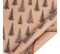 Black Pine Tree Wrapping Paper Roll -1 Mini Roll 17 X 10 ft Per roll 14.1 sq.ft.ttl - Vintage Kraft Brown Gift Wrap Paper with Easy-Cut Grid on The Reverse for Christmas Presents, Gifts, and Crafts