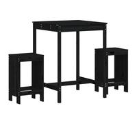 (black pine) vidaXL Garden Bar Set Outdoor Bar Table Set Bar Stool 3 Piece Solid Wood Pine